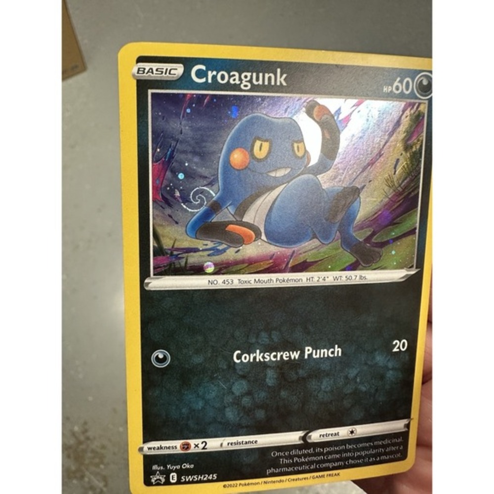 Croagunk - (Cosmos Holo) Promo Card HD MEW FART SWIRL SWSH245 LP